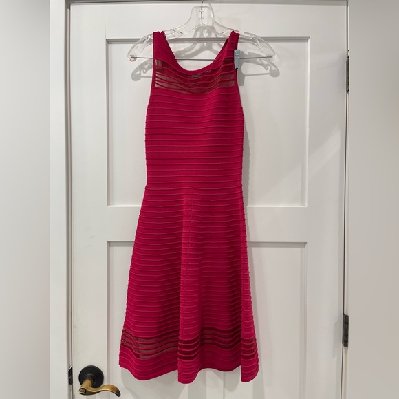French Connection fit and flare fuchsia dress. XXS fits like XS. Worn once. - Picture 3 of 3